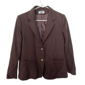 *Vintage EJE 16 Academia Blazer Brown Two Button Business Career Gold Button